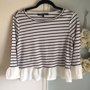 Rampage Black and White Shirt 3/4 Length Sleeve